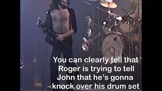 Roger Taylor destroying his drum set￼