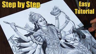 How to draw Durga Maa step by step | Easy Tutorial 2019