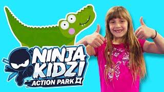 Silly Crocodile Hiding In Ninja Kidz Trampoline Park