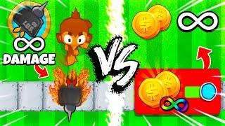 Unlimited MONEY vs Unlimited DAMAGE Challenge in BTD 6!