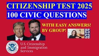 NEW U S  Citizenship Test 2025, USCIS 100 Civics Test Questions and Answers! By Group