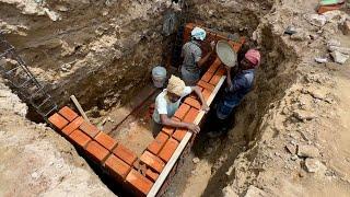 Impressively Amazing! Underground Sump Construction of Bricklaying-sand and cement mixer