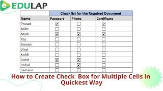 How to Create Check box in Multiple Cells in Quickest Way