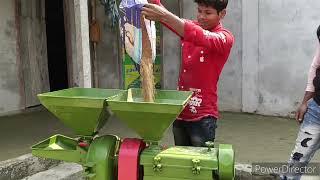 Mini combine rice mill live demo customer 6w200 , 4HP motor