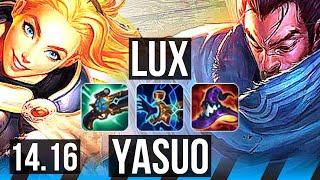 LUX vs YASUO (MID) | 1200+ games, 9/3/14 | EUW Master | 14.16