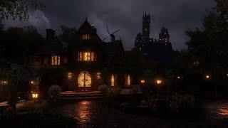 Medieval Town Night Ambience | Relaxing Heavy Rain & Thunderstorm Sounds, White Noise