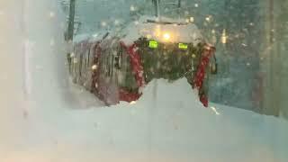 Rhätische Bahn Extreme Winter Snow plow 3feet high , Train RhB 1m gauge Arosa-Lüen ,Switzerland 