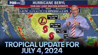 Tropical update: Hurricane Beryl approaches Mexico's Yucatan Peninsula, Texas to get HEAVY RAIN