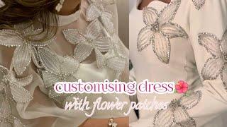 How to design dress at home️ |customising your own dress️|diy flower  #rabiaahmed