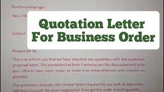 quotation letter for getting business order.