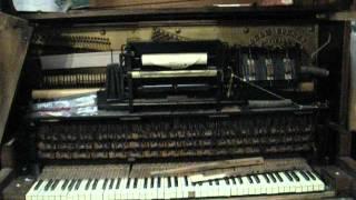 Adam Schaaf 1921 upright cabinet grand player Piano Katrina Repair (3) piano keyboard