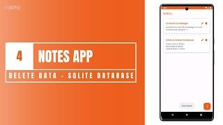 Notes App - Delete Data from SQLite Database in Android Studio using Kotlin | CRUD Part 4