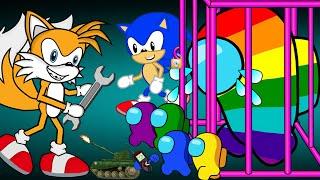 Among us helps Sonic Escape Tails Room VS Giant Rainbow Among Us - Peanut Among Us Zombie
