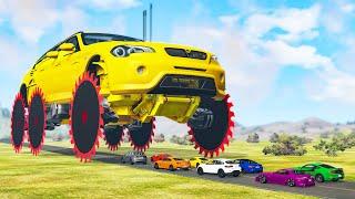 Giant Wheel Saw Monster crushes cars #4 - Beamng drive