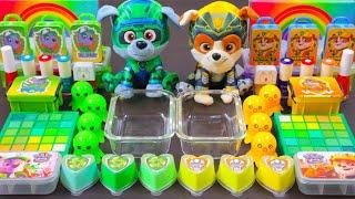 Rocky vs Rubble Paw Patrol Slime!Mixing & Destruction Glitter,Shiny Things into Slime