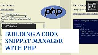 BUILDING A CODE SNIPPET MANAGER WITH PHP Tutorial