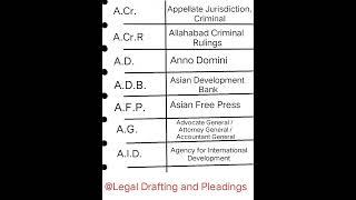 Law Abbreviation Part-1 || Abbreviation used Law #a || Legal Language @actanddrafting