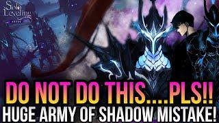 Solo Leveling Arise -  Do Not Make This Mistake With Army Of Shadows!