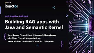 Building RAG apps with Java and Semantic Kernel