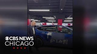 Tesla vehicles vandalized in Chicago amid protest of Elon Musk