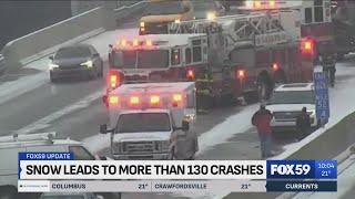 Snowy conditions lead to more than 130 crashes across Indianapolis