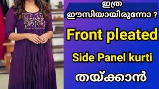 Front pleated side panel kurti cutting and stitching |pleated kurti cutting