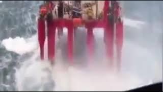 Oil Rig suffering in sea storm