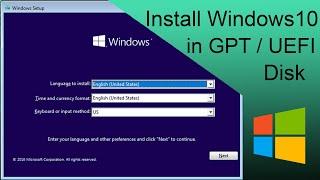 How to install Windows 10 on GPT disk using UEFI bootable USB with USB | Urdu/Hindi