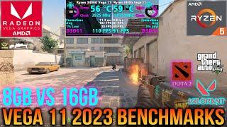 Ryzen 5 3400G Vega 11 Benchmarks 2024 - 8Gb Vs. 16Gb 3200mhz