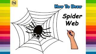 How to Draw a Spider Web Easy Step by Step | No.9 ARTS