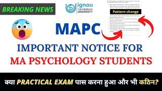 |Ignou ma psychology notification update| ignou mapc project internship practical important update|