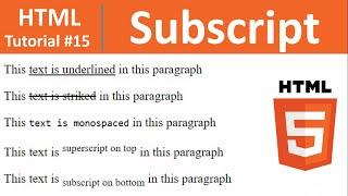 HTML Tutorial #15 - Making Text Subscript in HTML (sub Tag)