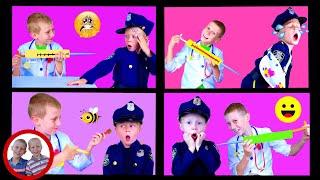 Doctor and Police Officer Best Mix | Mike and Jake Pretend Play Compilation | Doctor Set| Doctor Kit