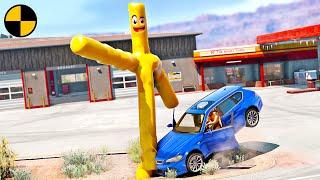 Cars vs Waving Inflatable Man BeamNG.Drive