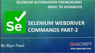 Selenium Automation Framework Tutorial - Selenium WebDriver Commands Part2