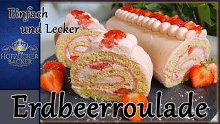  Erdbeer-Sahne-Biskuitrolle  / Super saftig und einfach LECKER / Der Hofzuckerbäcker
