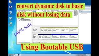 Change Dynamic Disk To Basic Disk Without Losing Data using usb | dynamic disk to basic boot iso