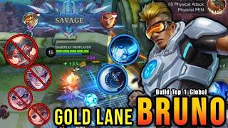 SAVAGE!! Bruno Best Build Gold Lane!! - Build Top 1 Global Bruno ~ MLBB