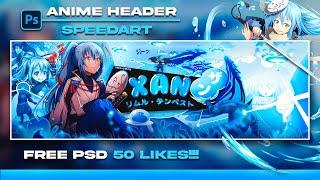 Rimuru Anime Header Tutorial/Speedart in Photoshop | FREE PSD AT 50 Likes!