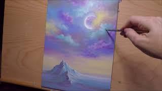 Opal Moon - Acrylic Painting Fantasy Landscape Time Lapse Speed Painting