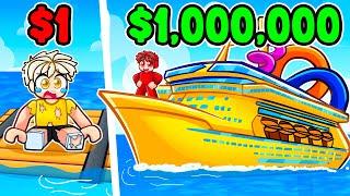 Building a $1 vs $1,000,000 SHIP in Roblox Build a Boat!