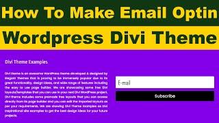 How To Make Email Optin In Wordpress Divi Theme