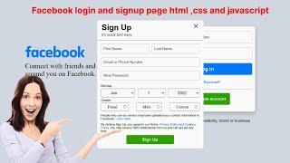 How to create a Facebook login and sign-up page using HTML  and CSS | javascript