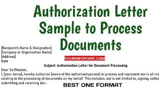 Authorization Letter to Process Documents | Authorization Letter Sample
