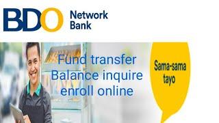 How to Fund transfer, Balance inquire enroll online BDO network bank step by step process