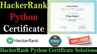 HackerRank Free Python Certificate With Answers