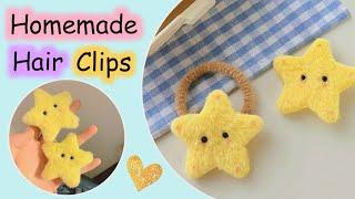 How To Make Cute Star Hair clips At Home | DIY Homemade Hair Clip | Korean Hair Clips