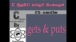 C Language Sinhala By ChamiViews Part 25 - Gets and Puts