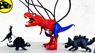 Trex Spiderman Caught By Venom Dinosaurs