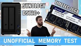 Synology DS720+ NAS TimeTec 8GB and 16GB Memory Test